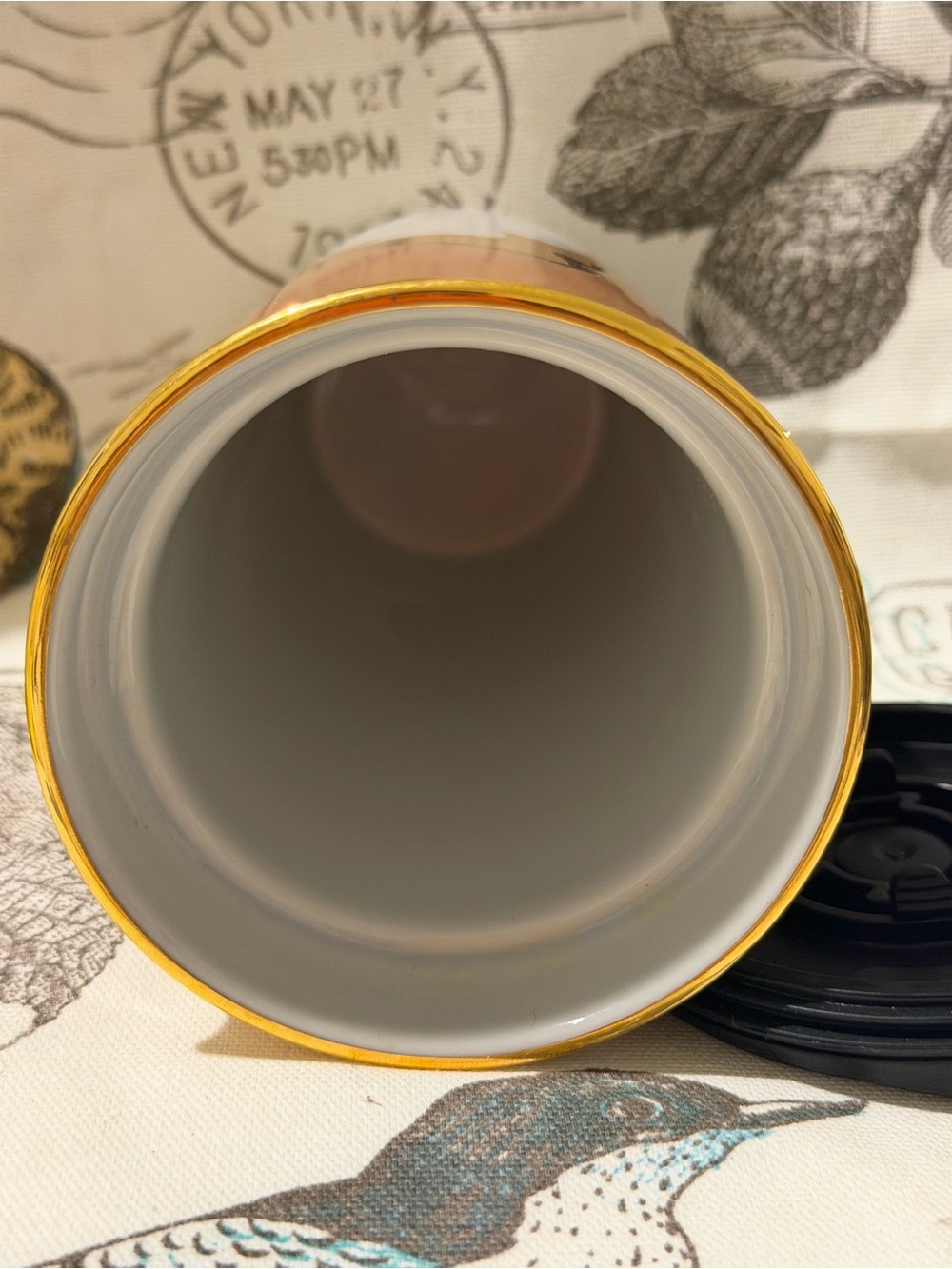 Starbucks Gold-Trim Ceramic Mug with White Interior